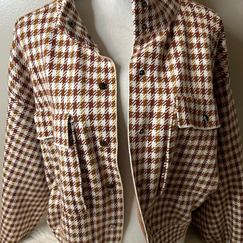 Preloved Marled Checked Sweater Jacket - image 1